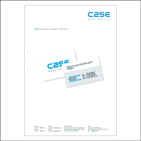 Case Briefbogen, Visitenkarte mit Vorder- und Rückseite
