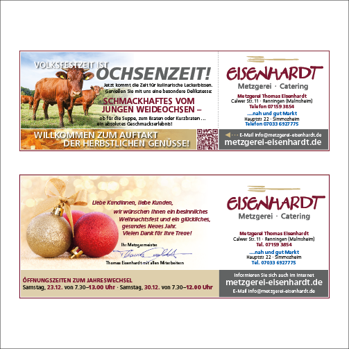 Eisenhardt Anzeige Ochsenfleisch, Weihnachten