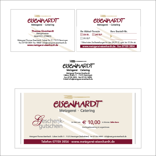 Eisenhardt Visitenkarte, Abholschein, Stempel, Gutschein