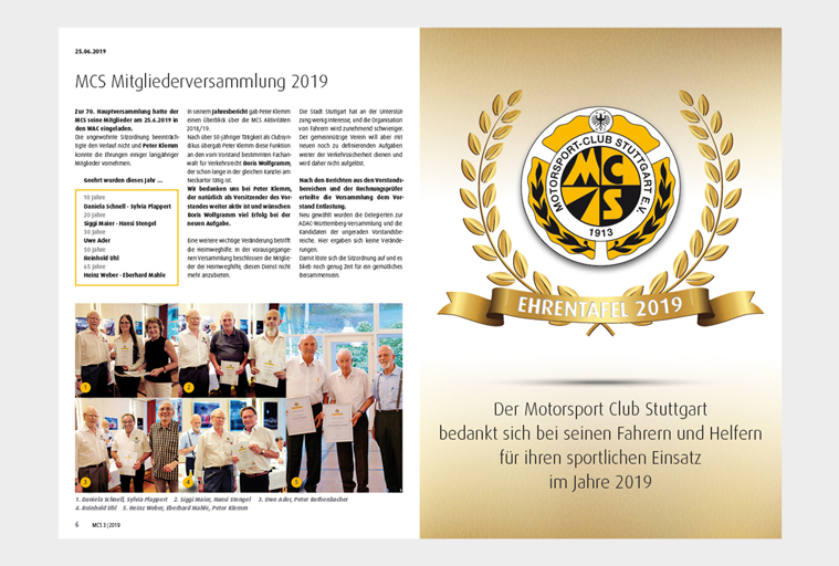 MCS aktuell, Doppelseite innen mit Ehrentafel